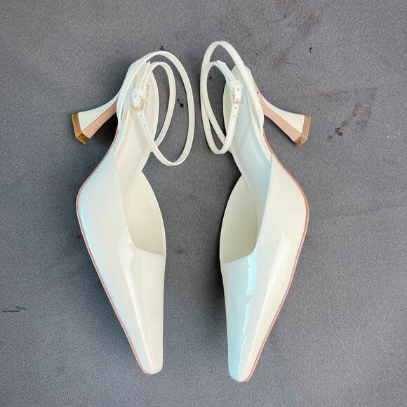 Reformation Natasha White Patent Slingback Pumps Sz 8 - Picture 5 of 5